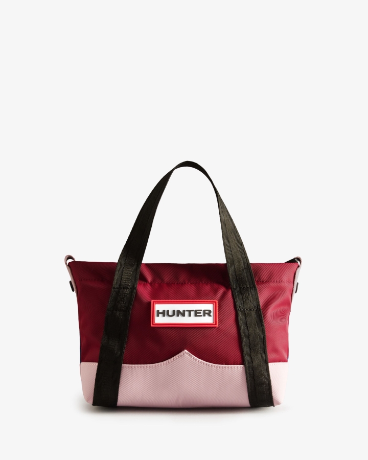 Hunter Repurposed Nylon Mini Top Clip Tote Bag Hayes Burgundy Multi - Image 1