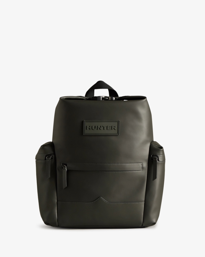 hunter_top_clip_backpack_rubberized_leather_dark_olive.jpg Hunter Top Clip Backpack - Rubberized Leather Dark Olive - Image 1