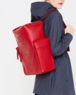 Hunter Top Clip Backpack - Rubberized Leather Military Red