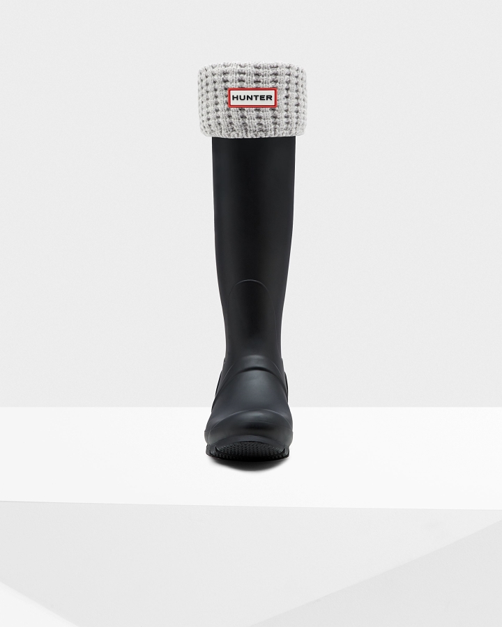hunter_waffle_cuff_tall_boot_socks_hunter_white_pale_grey.jpg Hunter Waffle Cuff Tall Boot Socks Hunter White-Pale Grey - Image 1