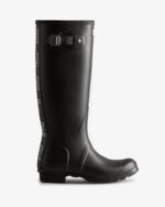 Hunter Women's Backstrap Tall Rain Boots Black-White - Image 2