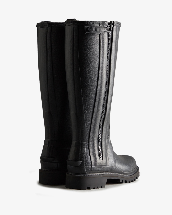 Hunter Women's Balmoral Commando Rubber Zip Tall Rain Boots Black - Image 4