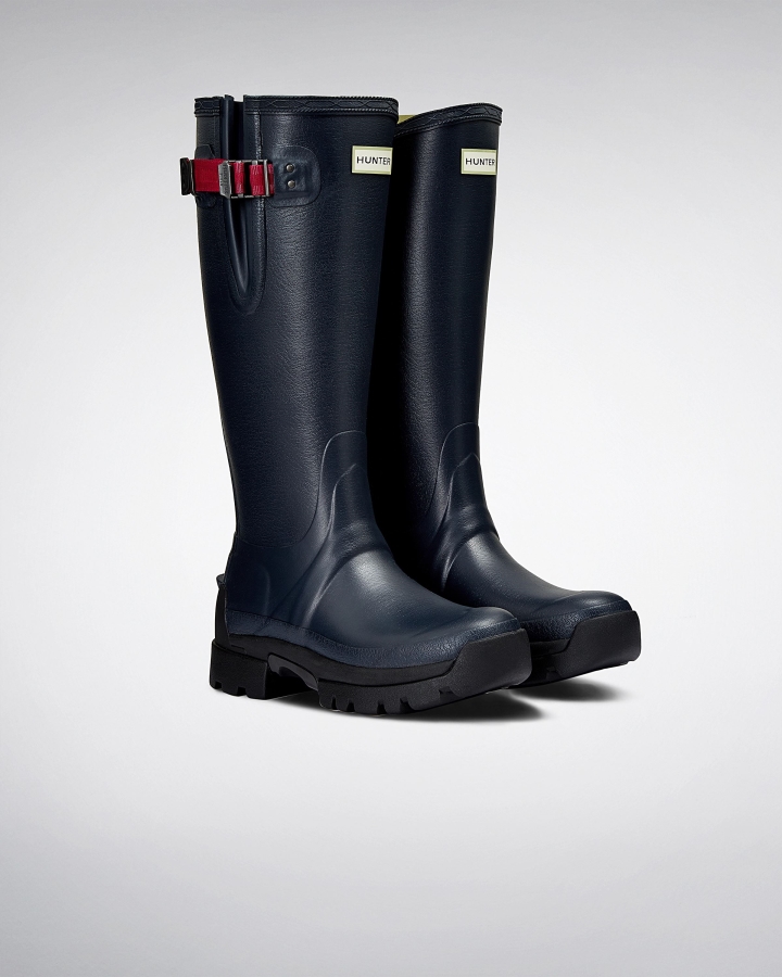 Hunter Women's Balmoral Side Adjustable 3mm Neoprene Rain Boots Navy- Peppercorn - Image 3