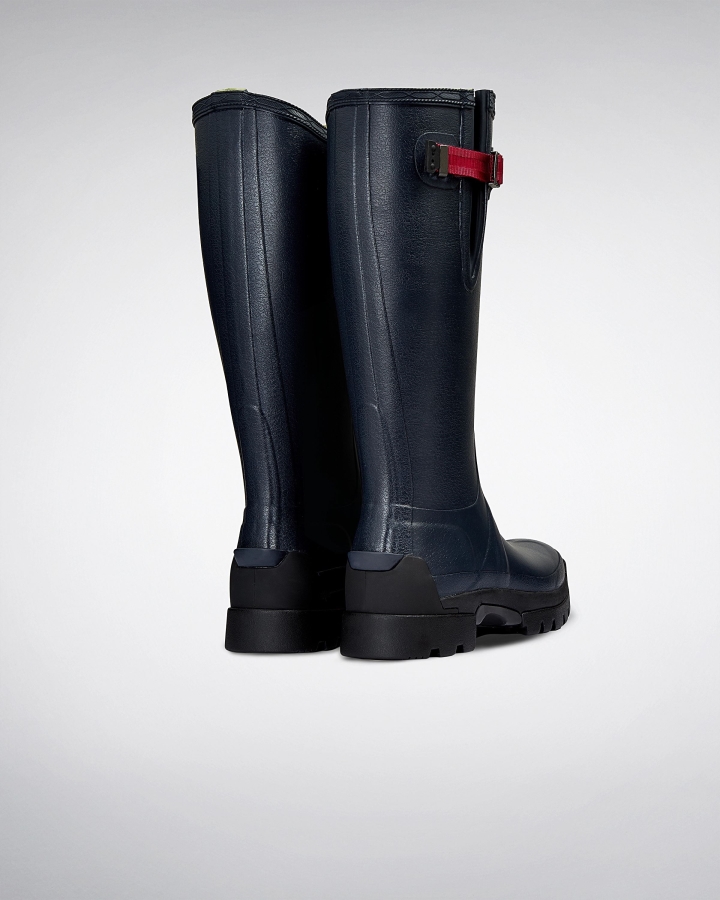 Hunter Women's Balmoral Side Adjustable 3mm Neoprene Rain Boots Navy- Peppercorn - Image 4