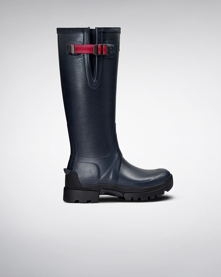 Hunter Women's Balmoral Side Adjustable 3mm Neoprene Rain Boots Navy- Peppercorn - Image 1