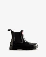 Hunter Women's Commando Gloss Chelsea Boots Black