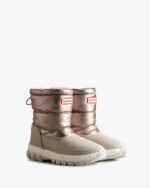 Hunter Women's Insulated Metallic Short Snow Boots Dark Silver-Hail Grey - Image 3