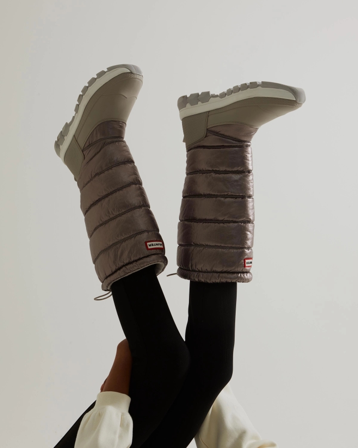 Hunter Women's Insulated Metallic Tall Snow Boots Dark Silver-Hail Grey - Image 3