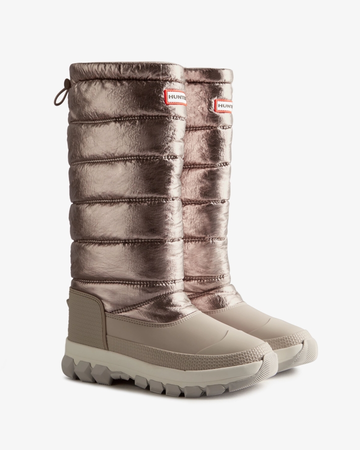 Hunter Women's Insulated Metallic Tall Snow Boots Dark Silver-Hail Grey - Image 4