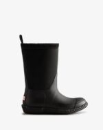 Hunter Women's Insulated Roll Top Logo Vegan Shearling Boots Black-White Willow - Image 3
