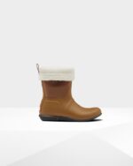 Hunter Women's Insulated Roll Top Vegan Shearling Boots Thicket Brown - Image 2