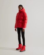 Hunter Women's Insulated Rubberized A-Line Puffer Jacket Red Chill - Image 4