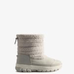Hunter Women's Insulated Short Vegan Shearling Snow Boots Frosted Grey