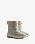 Hunter Women's Insulated Short Vegan Shearling Snow Boots Frosted Grey - Image 4