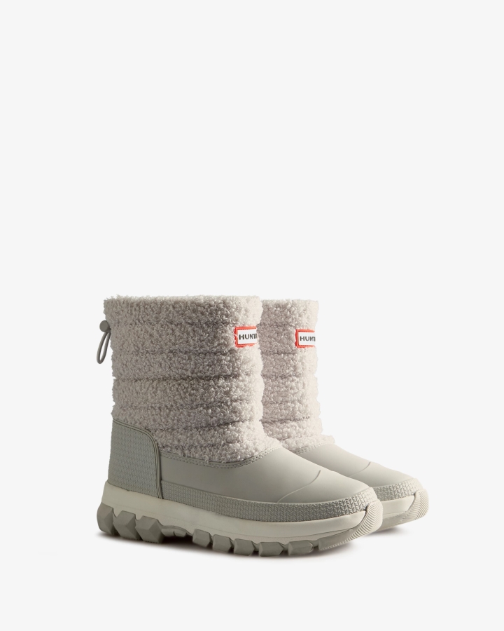 Hunter Women's Insulated Short Vegan Shearling Snow Boots Frosted Grey - Image 4
