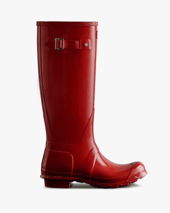 hunter_womens_original_tall_gloss_rain_boots_military_red.jpg Hunter Women's Original Tall Gloss Rain Boots Military Red - Image 1