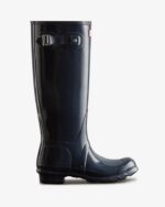 Hunter Women's Original Tall Gloss Rain Boots Navy
