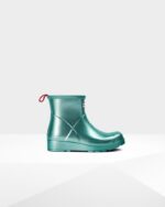 Hunter Women's Play Short Nebula Rain Boots Blue Spruce