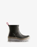 Hunter Women's Play Short Speckle Rain Boots Black-Steall Grey-Spurrey