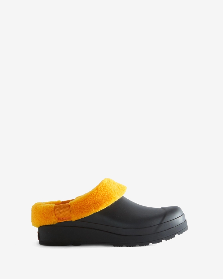 Hunter Women's Play Vegan Shearling Insulated Clogs Black-Nomad Orange - Image 1