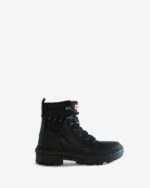 Hunter Women's Rebel Explorer Leather Commando Boots Black