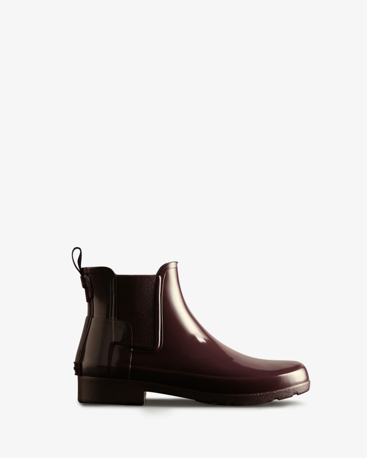 Hunter Women's Refined Gloss Slim Fit Chelsea Boots Cherry Brandy - Image 2