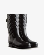 Hunter Women's Refined Slim Fit Adjustable Quilted Short Rain Boots Black - Image 3