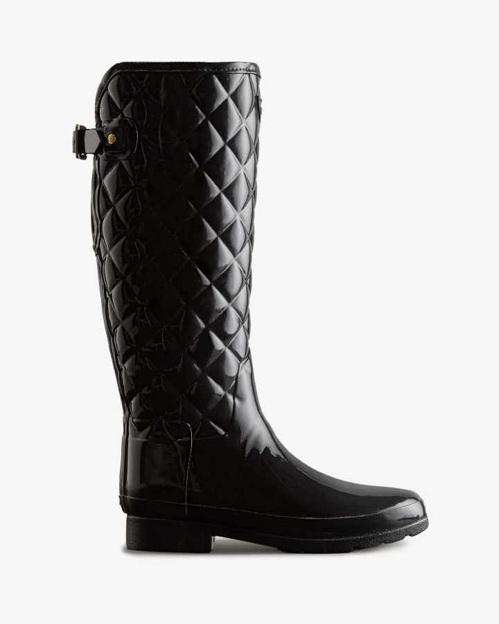 Hunter Women's Refined Slim Fit Adjustable Quilted Tall Rain Boots Black - Image 2