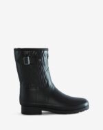 Hunter Women's Refined Slim Fit Vertical Quilted Short Rain Boots Black - Image 2