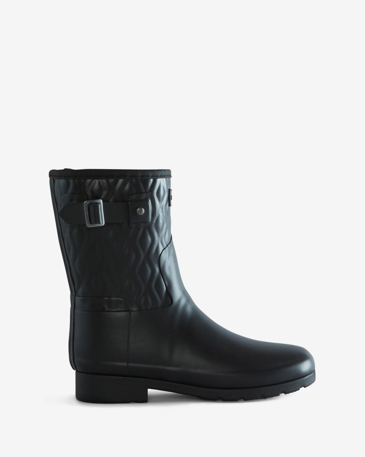 hunter_womens_refined_slim_fit_vertical_quilted_short_rain_boots_black.jpg Hunter Women's Refined Slim Fit Vertical Quilted Short Rain Boots Black - Image 1