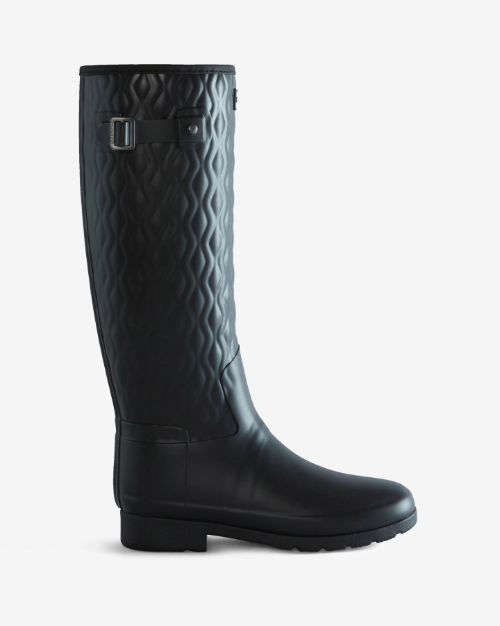 Hunter Women's Refined Slim Fit Vertical Quilted Tall Rain Boots Black - Image 2