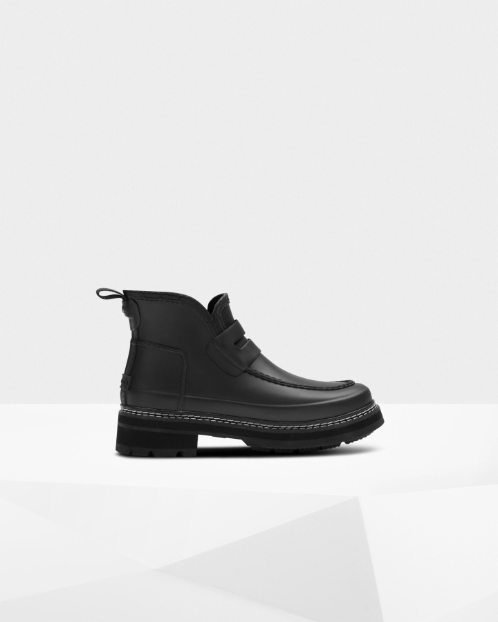 hunter_womens_refined_stitch_detail_loafer_boots_black.jpg Hunter Women's Refined Stitch Detail Loafer Boots Black - Image 1
