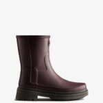 Hunter Women's Refined Stitch Detail Short Rain Boots Chestnut Crust Brown