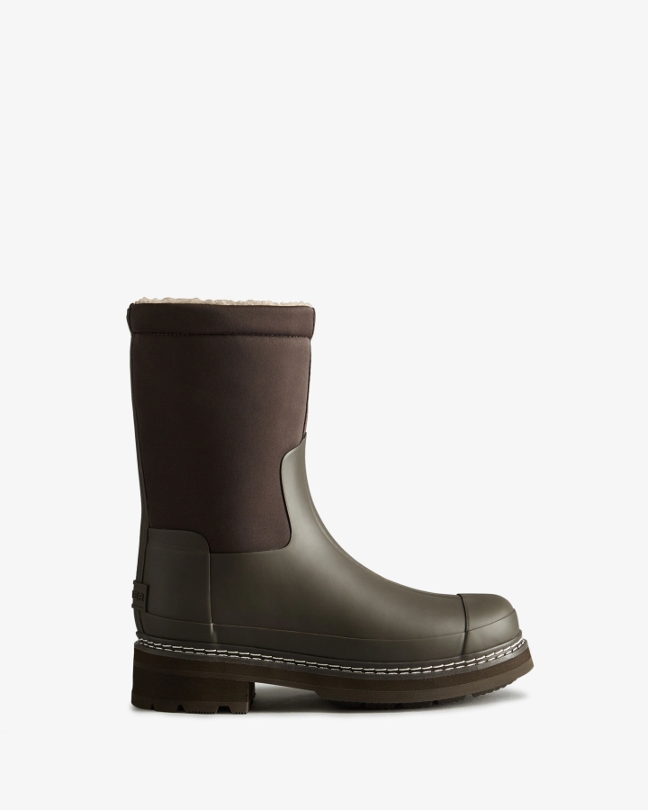 Hunter Women's Refined Stitch Roll Top Vegan Shearling Boots Bitter Chocolate - Image 3