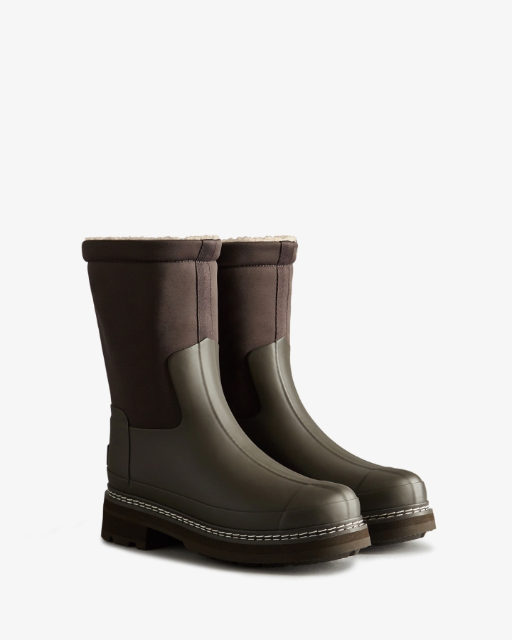Hunter Women's Refined Stitch Roll Top Vegan Shearling Boots Bitter Chocolate - Image 4