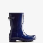 Hunter Women's Short Back Adjustable Gloss Rain Boots Balder Blue