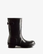 Hunter Women's Short Back Adjustable Gloss Rain Boots Black - Image 3
