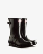 Hunter Women's Short Back Adjustable Gloss Rain Boots Black - Image 4