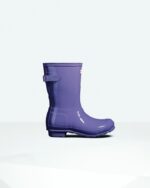 Hunter Women's Short Back Adjustable Gloss Rain Boots Purple Top - Image 2