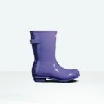 Hunter Women's Short Back Adjustable Gloss Rain Boots Purple Top