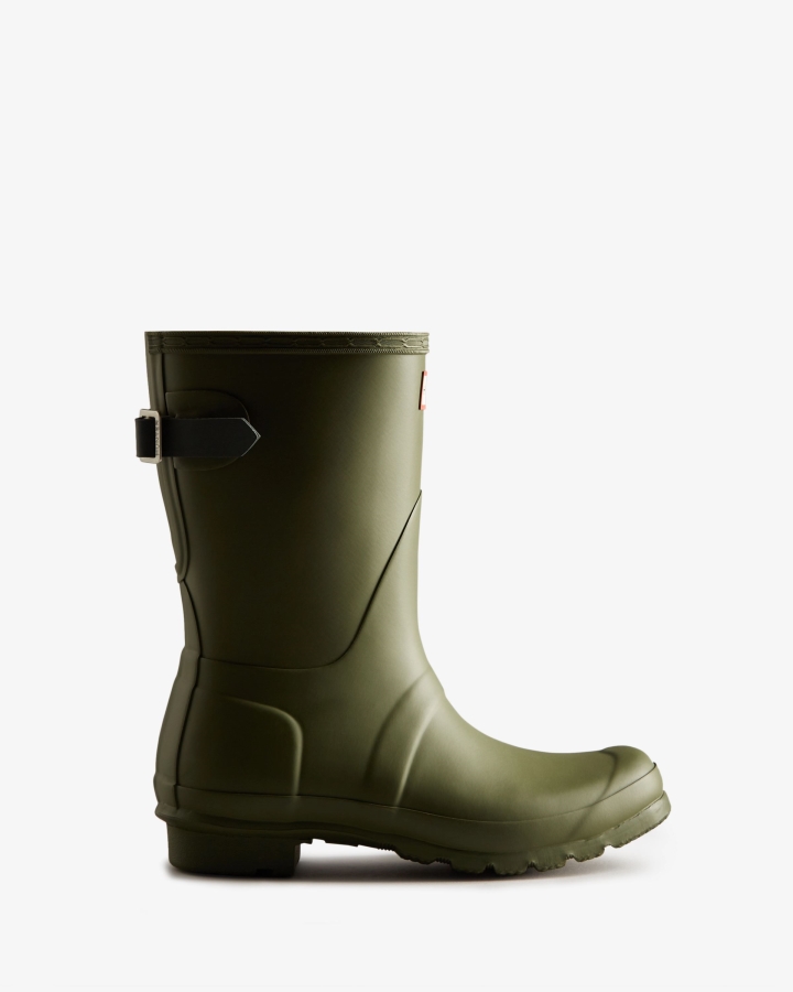 Hunter Women's Short Back Adjustable Rain Boots Ismarken Olive-Artic Moss Green - Image 1