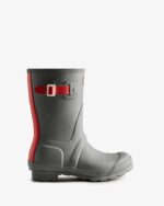 Hunter Women's Short Insulated Rain Boots Tundra Grey-Red Chill - Image 2