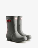 Hunter Women's Short Insulated Rain Boots Tundra Grey-Red Chill - Image 3