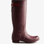 Hunter Women's Tall Back Adjustable Rain Boots Chestnut Crust Brown-Hayes Burgundy