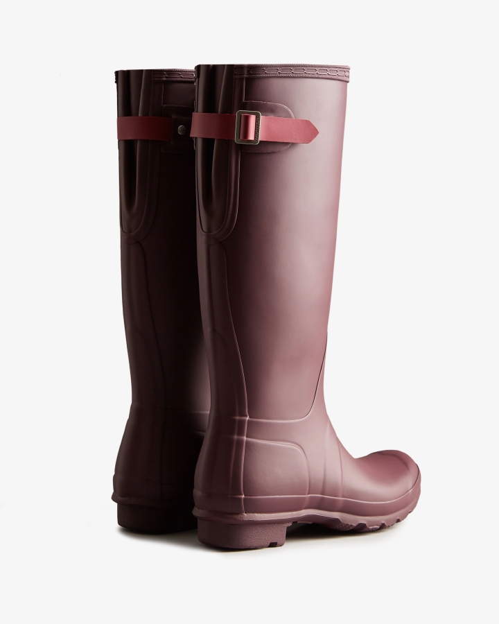 Hunter Women's Tall Back Adjustable Rain Boots Chestnut Crust Brown-Hayes Burgundy - Image 4