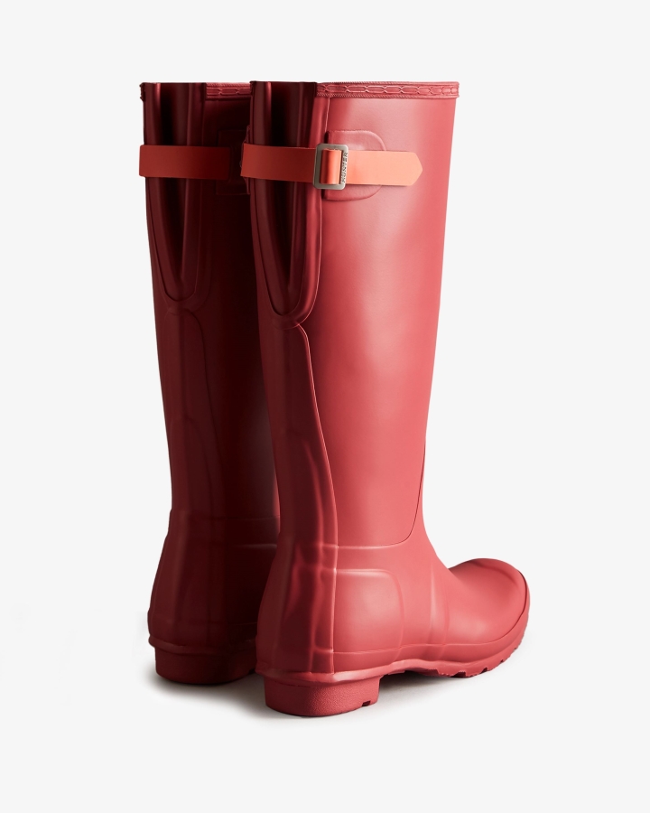 Hunter Women's Tall Back Adjustable Rain Boots Glenmore Rose-Sun-Cup Orange - Image 4