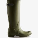 Hunter Women's Tall Back Adjustable Rain Boots Ismarken Olive-Artic Moss Green