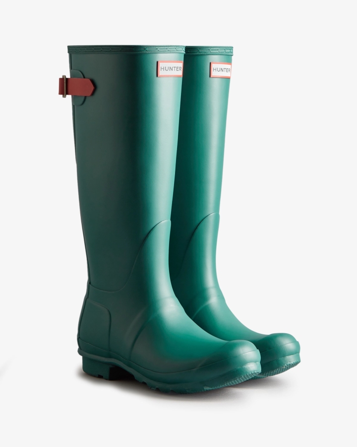 Hunter Women's Tall Back Adjustable Rain Boots Loch Awe Blue-Glenmore Rose - Image 3