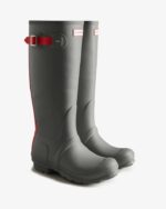 Hunter Women's Tall Insulated Rain Boots Tundra Grey-Red Chill - Image 3