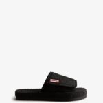 Hunter Women's Terry Towelling Beach Platform Adjustable Slide Black